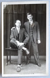 Handsome MEN Nicely Dressed Gay INT ~ Cincinnati OH ~ 1920's RPPC Photo POSTCARD - Picture 1 of 3