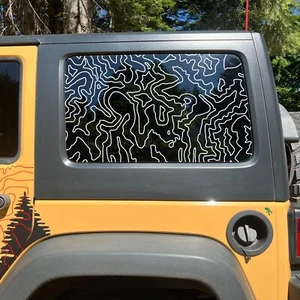 Topographic Map Decal for Jeep Wrangler Unlimited JKU Rear Side Window 2007-2018 - Picture 1 of 8