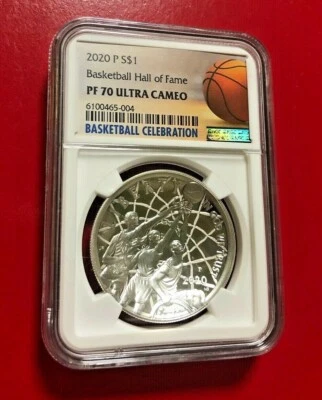 2020 P DOLLAR BASKETBALL HALL OF FAME NGC PF 70 ULTRA CAMEO - Image 1 of 2