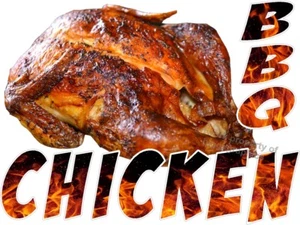 BBQ BARBECUE CHICKEN VINYL DECAL (CHOOSE SIZE) CONCESSION STAND BOARDWALK SHOPS - Picture 1 of 6