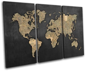 World Atlas Antique Vintage Maps Flags TREBLE CANVAS WALL ART Picture Print - Picture 1 of 1