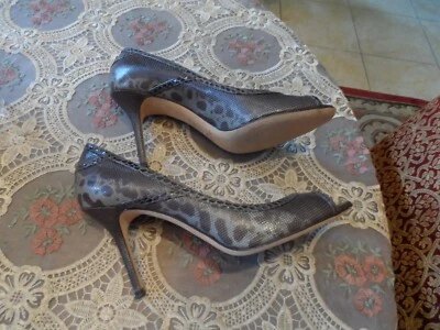 Jimmy Choo Marrón/Gris Serpiente Repujado Cordero Cuero Tacones Talla 41-US 11M Foto 1 de 4