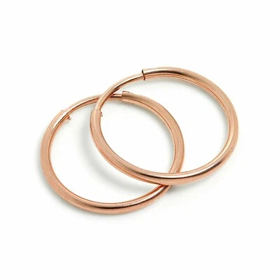 9ct Rose Gold Sleeper Hoop Earrings Hoops Sleepers 375 Plain Simple - Image 1 of 2