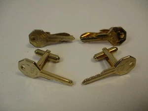 Set General Motors GM Employee Key to Greater Value Cufflinks Tip Clips Hickok - Picture 1 of 9