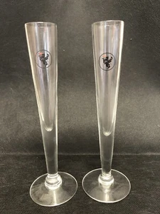Wyborowa Set of 2 Vodka Tall Fluted Shot Glass Black Knight on Horseback Vintage - Picture 1 of 5