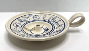 Piatto lampada ad olio HOWELL Art Pottery blu e bianco 6,25" - Foto 1 di 7