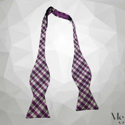 Pajarita de seda ajustable a cuadros y cheques FERRELL REED púrpura EE. UU. CON: 2,5 EX CD Foto 1 de 4