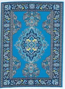 DOLLS HOUSE CARPET 1/12th TURQUOISE MULT  12½"(31 cm) x 8"(20 cm) TURKISH WOVEN - Picture 1 of 1