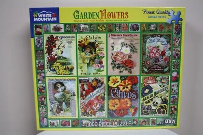NEW - White Mountain 1000 Piece Jigsaw Puzzle Garden Flowers Seed Packet - Image 1 of 3