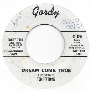 THE TEMPTATIONS Dream Come True on Gordy soul PROMO 45 HEAR - Picture 1 of 2