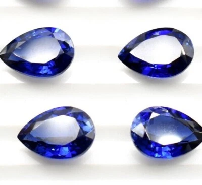 3 ct. Ceylon Sapphire Pear Faceted Royal Dark Blue Sapphire 10 piece lot. - Image 1 of 4