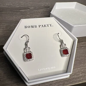 What a vision - Natural Fusion Burmese Ruby Earrings Bomb Party Rhodium Plating - Picture 1 of 8