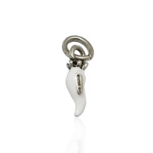 Ciondolo corno minion mm 18 con corona argento microfuso 800 con smalto bianco - Foto 1 di 2