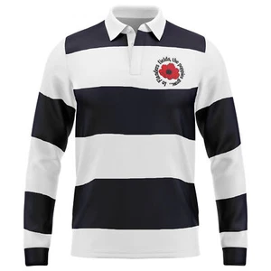 Besticktes rotes Mohn Rugby Shirt Herren Erinnerung Stickerei Trikot für VE Day - Bild 1 von 19