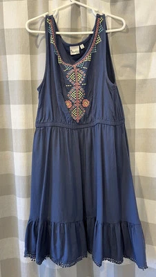 Vestido de primavera azul bordado para niñas talla 10  Foto 1 de 4