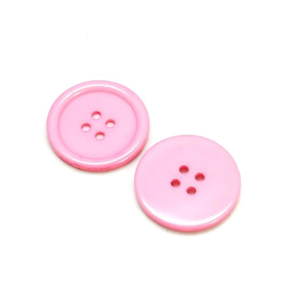 Resin Buttons Pale Pink Round 20mm 4-Hole Pack Of 20 - Image 1 of 1