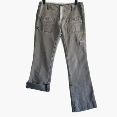 Pantalones cargo convertibles Y2K Lost Girl gris acampanado utilitario talla 5 pequeños vintage Gorp Foto 1 de 4