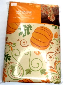 Vinyl Flannel Back Rectangle Thanksgiving/Fall Tablecloth 60 in X 84 in New - Picture 1 of 4