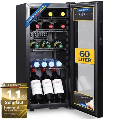 Kühlschrank mit Glastür - 60 Liter Kühlschrank LED - Minibar - Sommertal GK60 - Bild 1 von 4