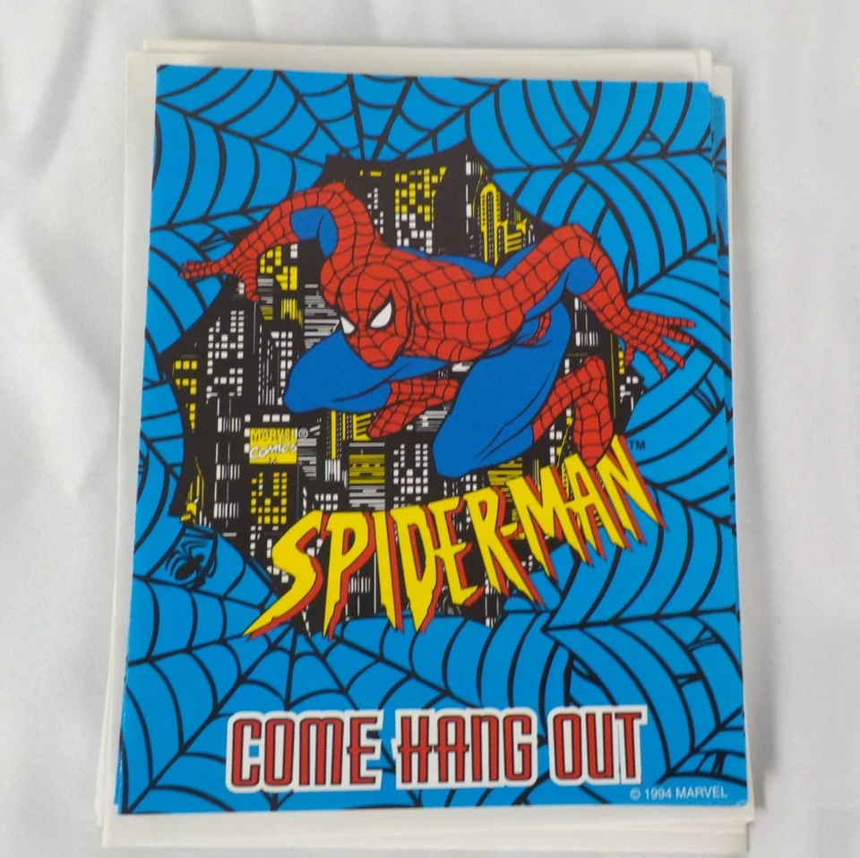 Vintage 1994 Marvel Spider-Man Birthday Invitations 8 Cards 5 Envelopes Opened - Image 1 of 4