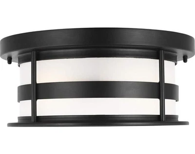 Black Outdoor Flush Mount Ceiling Light 2 Light - Image 1 of 3