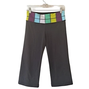 Lululemon Black Multicolored Waist Band Crop Elastic Waist Pull On Pants Size 6 - Picture 1 of 14