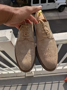 Scarpe Paraboot Made in France Greige Taupe scamosciate a coda di rondine UK 9,5 US 10,5 - Foto 1 di 24