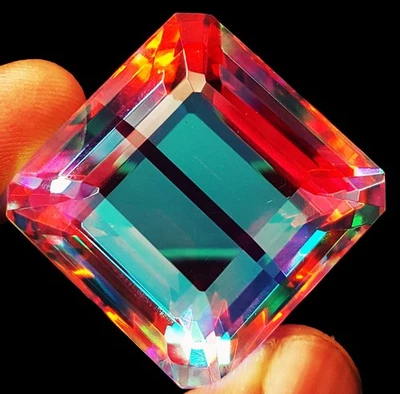 Mystic Quartz Rainbow Color 80 to 90 Ct Square Shape Loose Gemstone Certified - Image 1 of 4