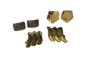 Vintage Lot 3 pairs Monet Earrings Gold Tone Clip Ons - Picture 1 of 12