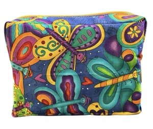 Mariposas Cremallera Cartera Maquillaje Estuche Bolsa 5.5” W x 2” D x 4” H Hecho a Mano Nuevo - Imagen 1 de 10