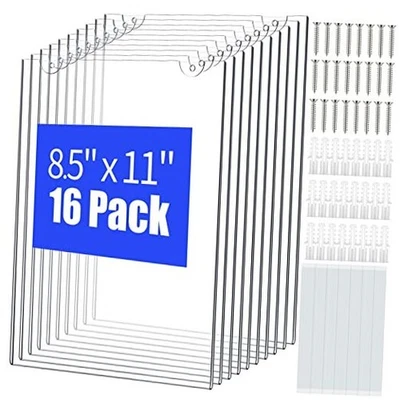  16 Pieces Acrylic Sign Holder 8.5 x 11 Inches Wall Mount Clear Plastic  - Image 1 of 4
