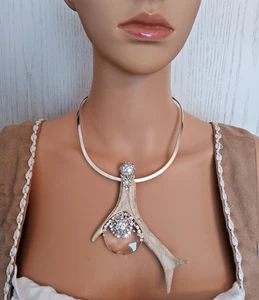 Anhänger Hornfex Rehgeweih, Swarovski Crystal Donut, Kristall - 925 Silberreif - Bild 1 von 19