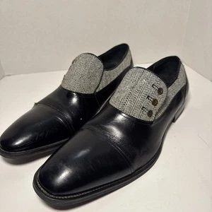 Giovanni Leather Wingtip Oxford Dress Shoes Black Tweed Men's Size 13 - Picture 1 of 6