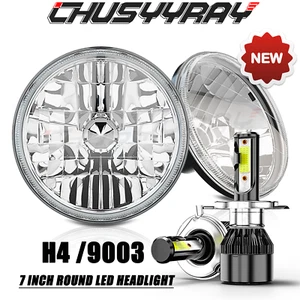 Pair 7" inch Round Led Headlights Hi/Low Beam for Jeep CJ3 1960-1964 1965 1966 - Picture 1 of 16