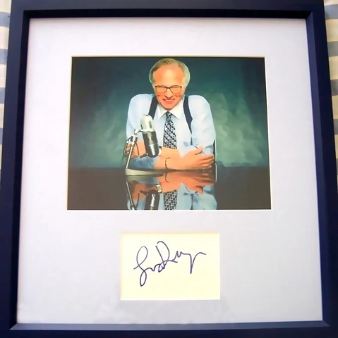 Larry King signed auto index card custom framed w/ CNN 8x10 photo IN PERSON COA Cover