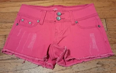 Pantalones Cortos Para Mujer Almost Famous Talla 1 Rosa Brillante Jean Elastizados Cortes Envejecidos Foto 1 de 3