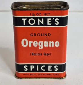 Vintage 1950's Tone's Oregano Spice Tin Des Moines Iowa - Picture 1 of 10