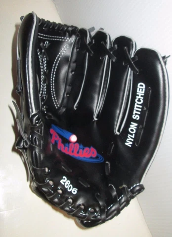 PHILADELPHIA PHILLIES KIDS SIZE SGA BASEBALL GLOVE NYLON STITCH MELLON PSFS BANK Cover