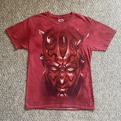 Футболка мужская Star Wars Darth Maul размер S красная Tye Dye короткий рукав большое лицо ДЕФЕКТ - Изображение 1 из 4