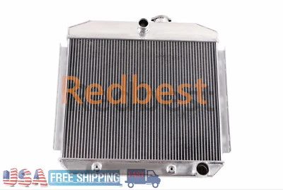 Radiador de alumínio 4 fileiras para 1955-1957 56 Chevy One-Fifty&Two-Ten Series L6 3.8L - Imagem 1 de 4