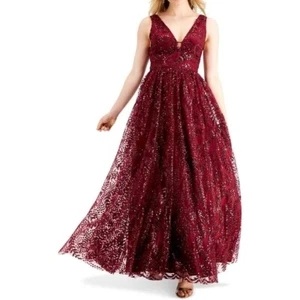 Blondie Nites Wine Gown Sequin Formal Party Size 13 Prom Elegant Evening NWT - Picture 1 of 14