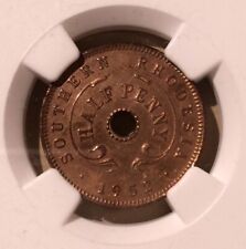 1952 Southern Rhodesia 1/2 Penny NGC UNC DETAILS CLEANED - Bronze