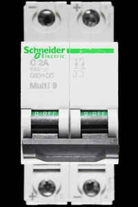 SCHNEIDER 2 AMP CURVE C 5kA DOUBLE POLE MCB CIRCUIT BREAKER DC C60H-DC MGN61522 - Picture 1 of 6