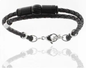 Armband für Herren Leder Flechtkordel schwarz Edelstahl STORCH SCHMUCK Germany - Bild 1 von 1