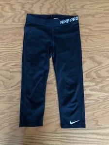 NIKE PRO DRI-FIT Girls Black Cropped 3/4 Legging Size L - Picture 1 of 5