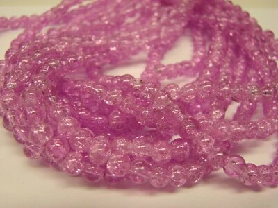 6 mm Crackle Kugeln Rosa Perlen Schmuck Armband Kette basteln Deko CKRK - Bild 1 von 3
