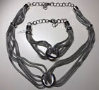 Silver Necklace And Bracelet Set