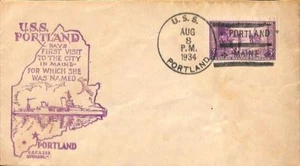 U. S. S. Portland Naval Ship Cancel 1934 Visit to Portland ME Special Cover - Bild 1 von 1