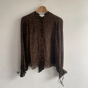 M&S x Sienna Miller Blouse UK 6 Silk Tiger Animal Print Shirt - Picture 1 of 15