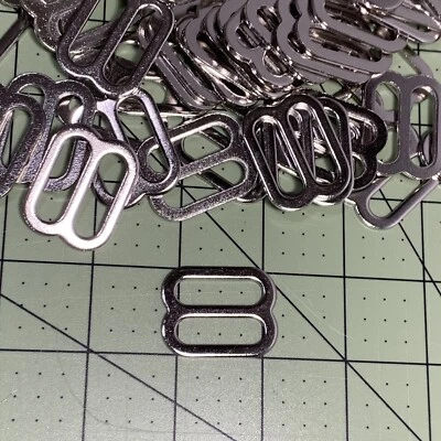 LOT OF 50 1” Double Loop Flat Tri Bar Slide Nickel Hardware Leatherwork Handbags - Image 1 of 2